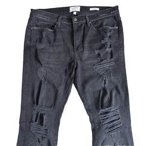 FRAME Rockhampton L'Homme Skinny Jeans Mens 34x33 Black Denim Distressed Stretch